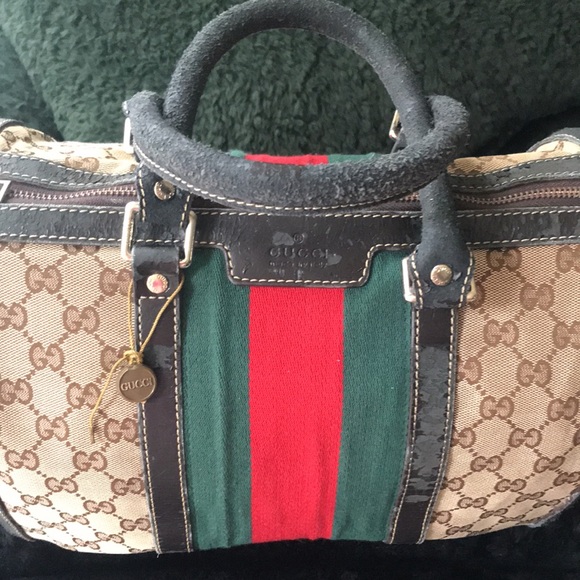 ♥️Woman’sVintage Gucci Boston Canvas Bag *FIRM PRICE* - Picture 4 of 15